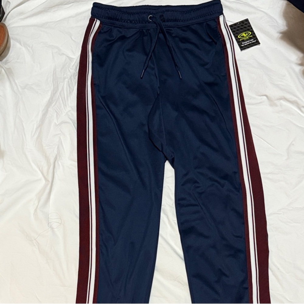 NWT - Athletic Works Men's Blue Joggers with Red and White Accents